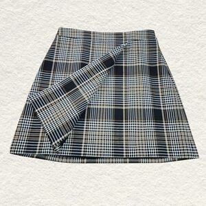 Theory Plaid A-Line Skirt - Black, White, and Tan